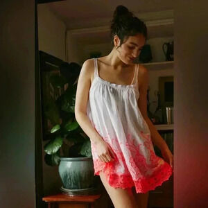 FREE PEOPLE Intimately Day Glow Crochet Embroidered Shapeless Slip Dress NWOT XS